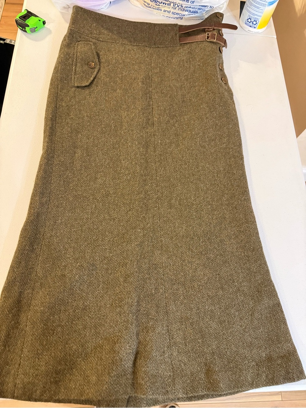 Ralph Lauren Wool Green Skirt Size 12 Alpaca Lambswool Maxi Long Lining Vintage